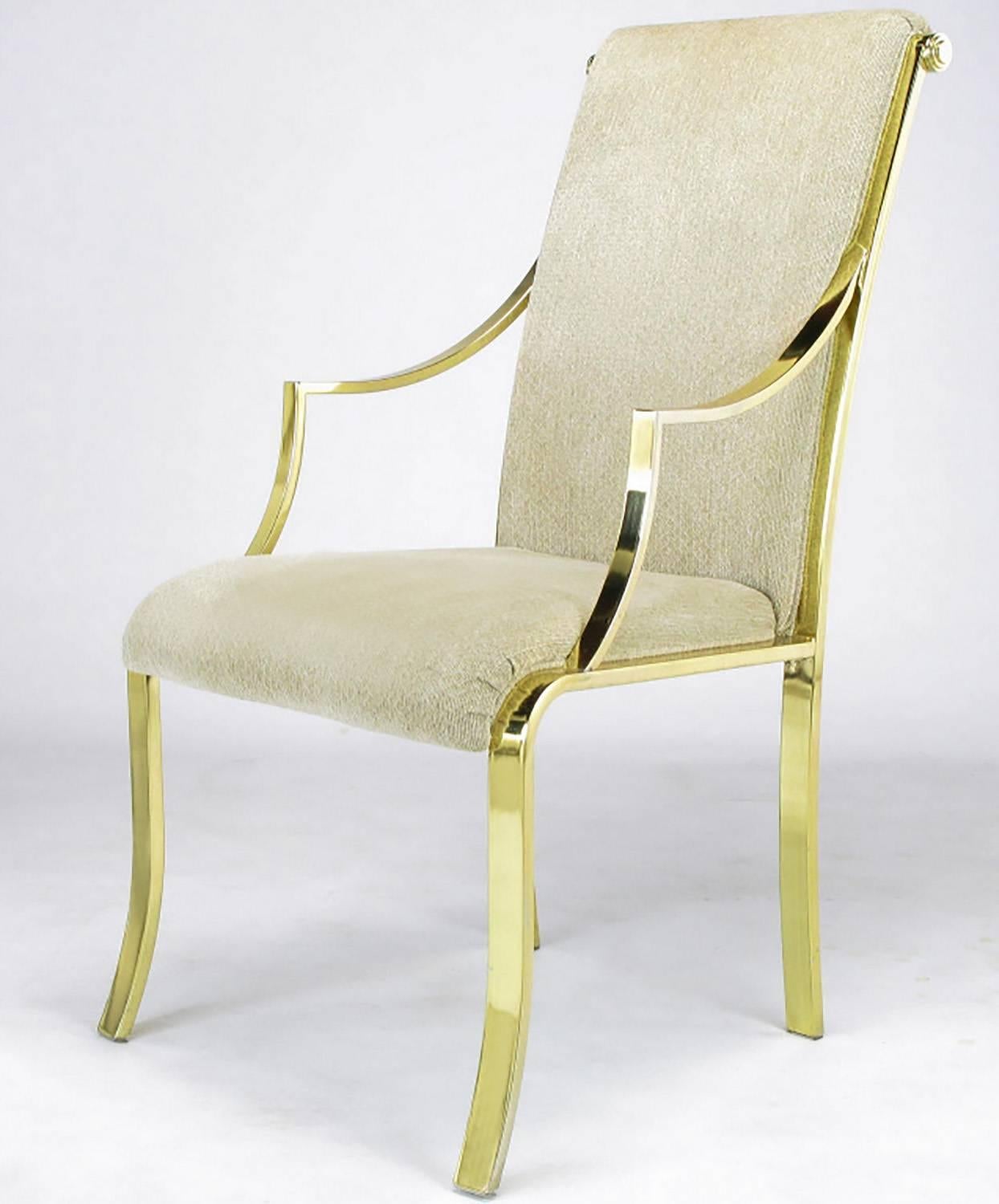 Américain Ensemble de six chaises de salle à manger en laiton de style néo-Art déco par Design Institute of America en vente