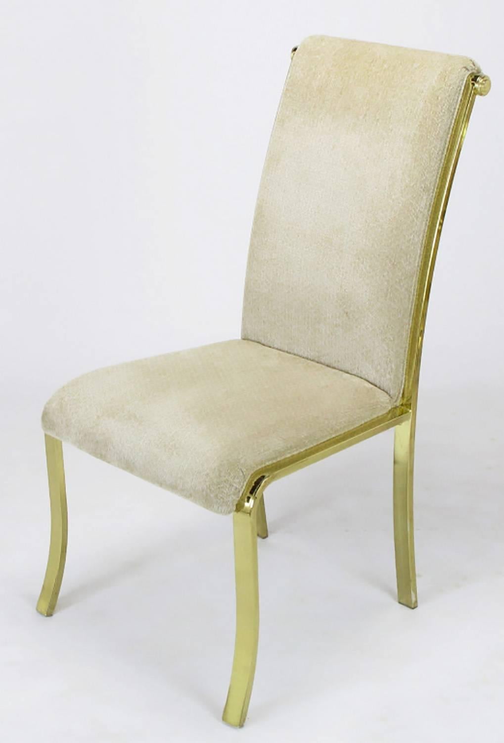 Set of Six Art Deco Revival Brass Dining Chairs by Design Institute of America In Good Condition For Sale In Chicago, IL