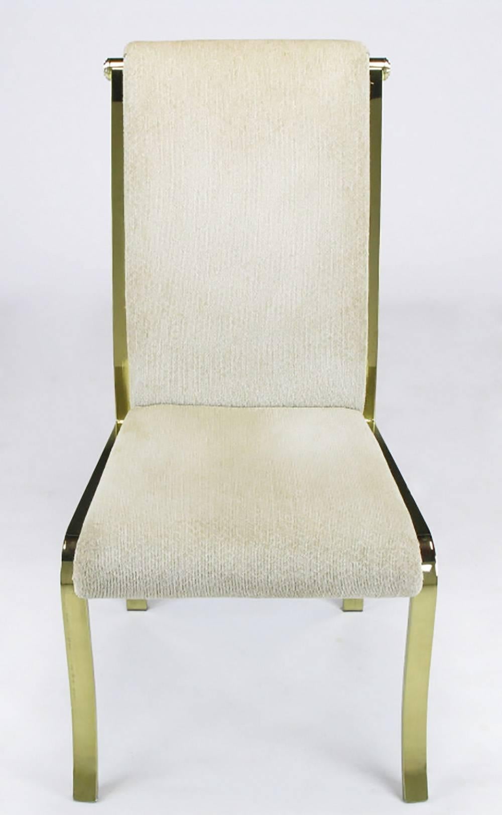 Late 20th Century Set of Six Art Deco Revival Brass Dining Chairs by Design Institute of America For Sale