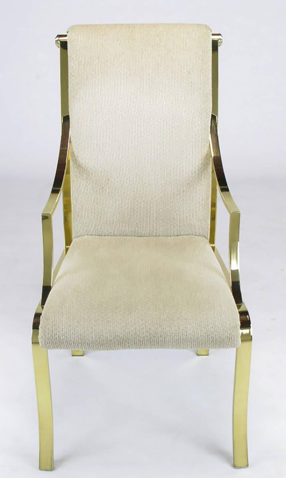 Laiton Ensemble de six chaises de salle à manger en laiton de style néo-Art déco par Design Institute of America en vente
