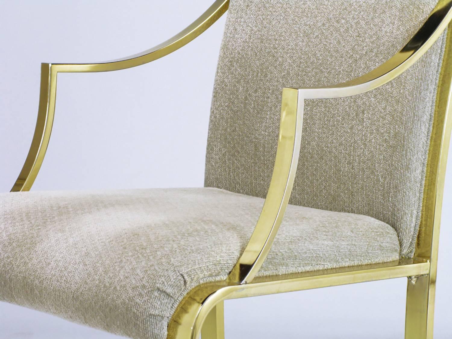 Ensemble de six chaises de salle à manger en laiton de style néo-Art déco par Design Institute of America en vente 2