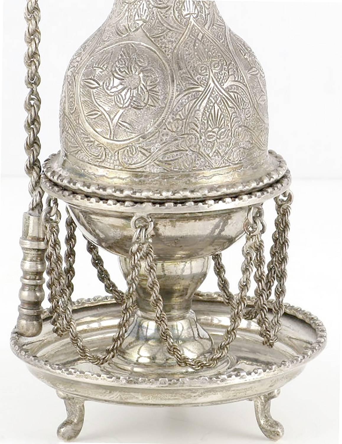Early 20th Century Persian Sterling Silver Incense Burner For Sale at