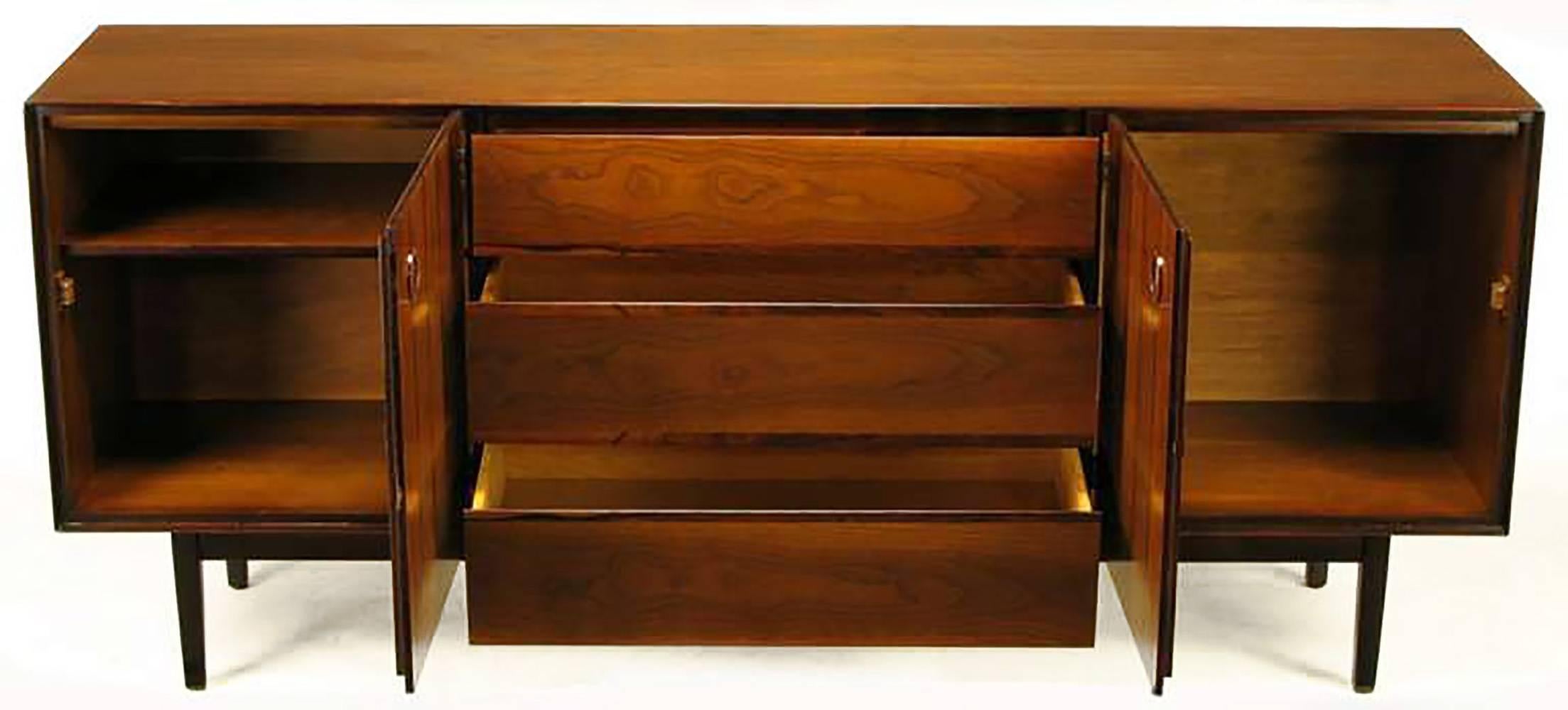 American Rosewood and Walnut Parquetry Front Credenza