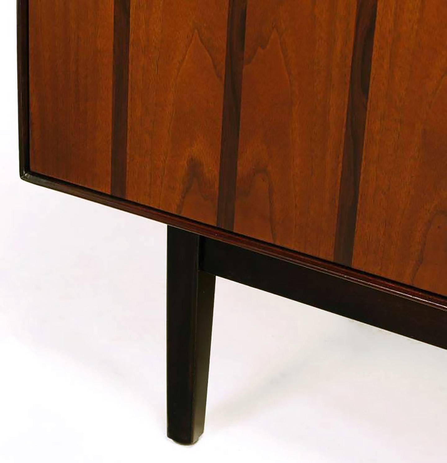 Rosewood and Walnut Parquetry Front Credenza In Excellent Condition In Chicago, IL