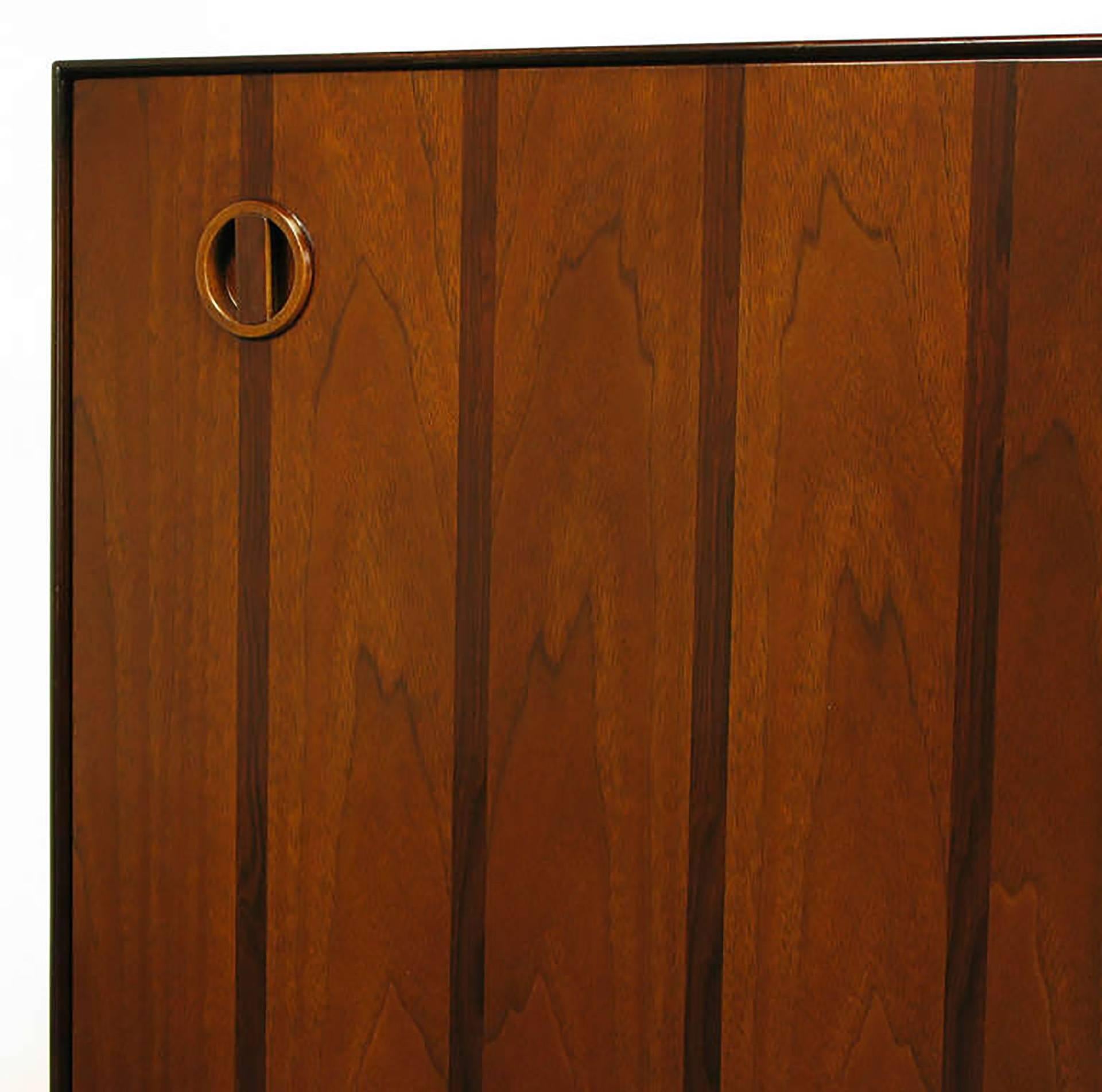 Mid-20th Century Rosewood and Walnut Parquetry Front Credenza