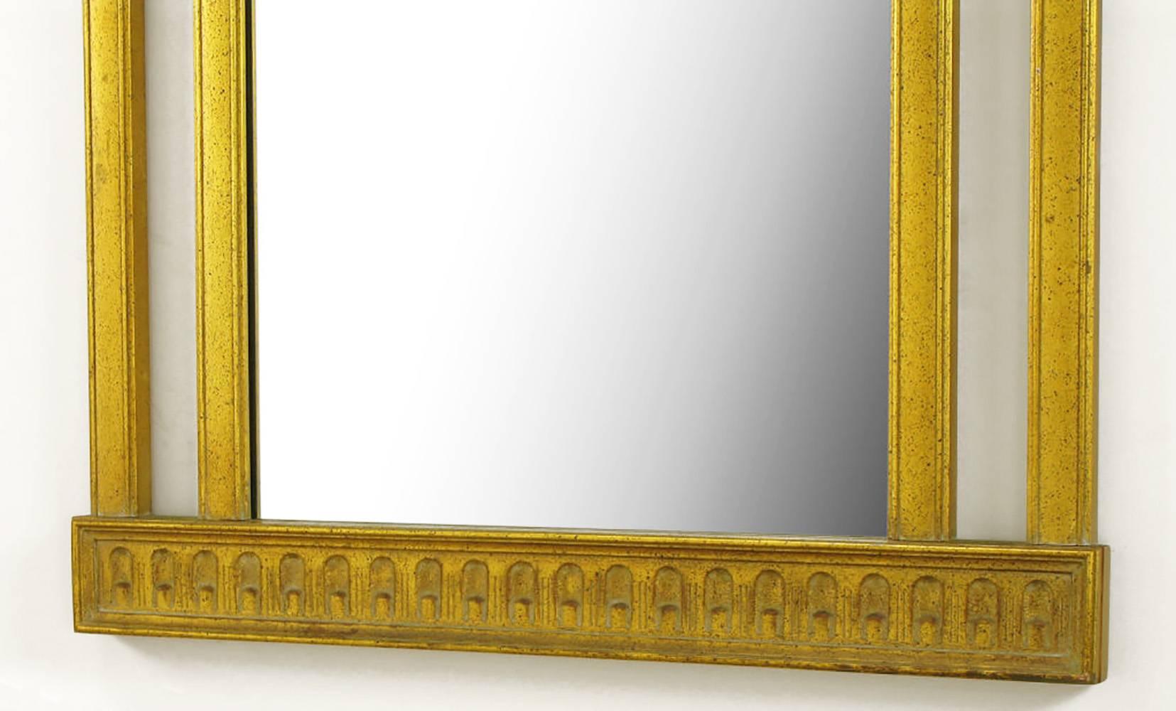 Mid-20th Century Tall Open Double Column Gilt Neoclassical Style Mirror