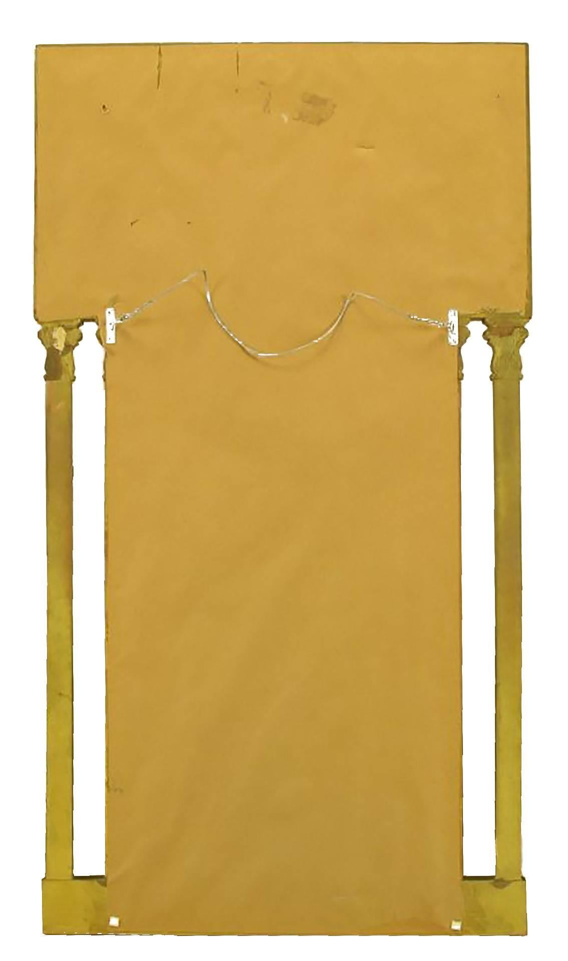 Gold Leaf Tall Open Double Column Gilt Neoclassical Style Mirror