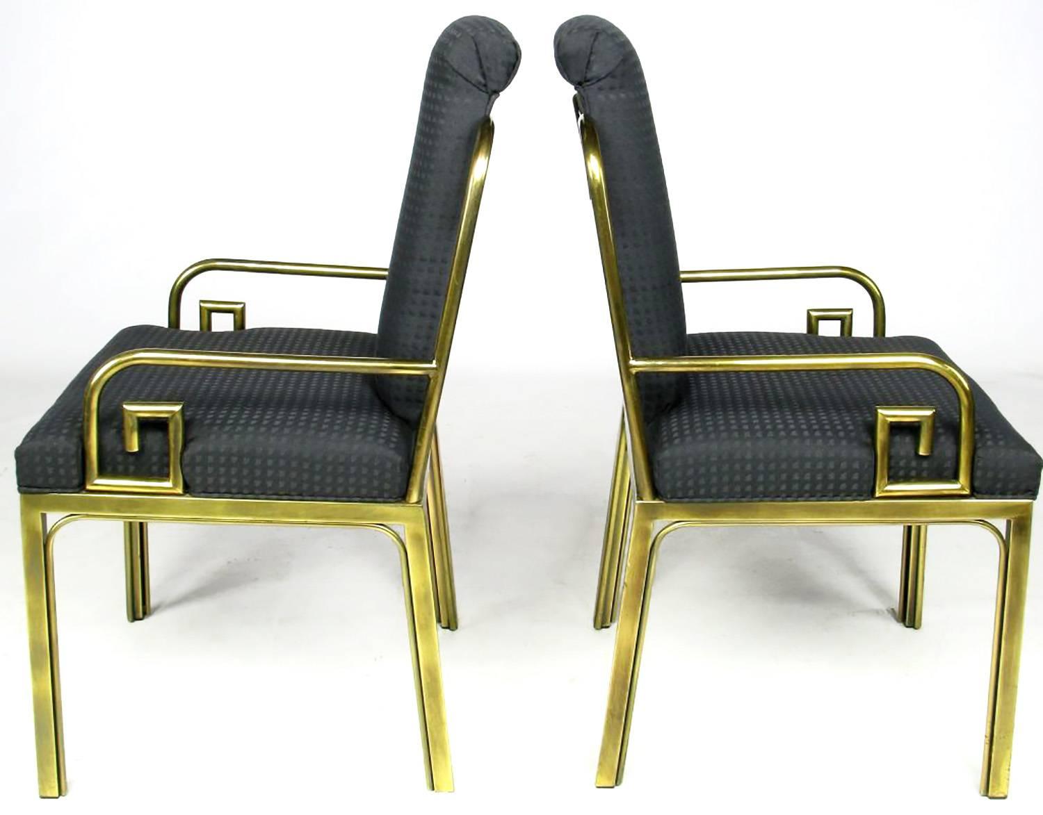 Mid-Century Modern Set of Six Mastercraft Greek Key Design Brass Dining Chairs