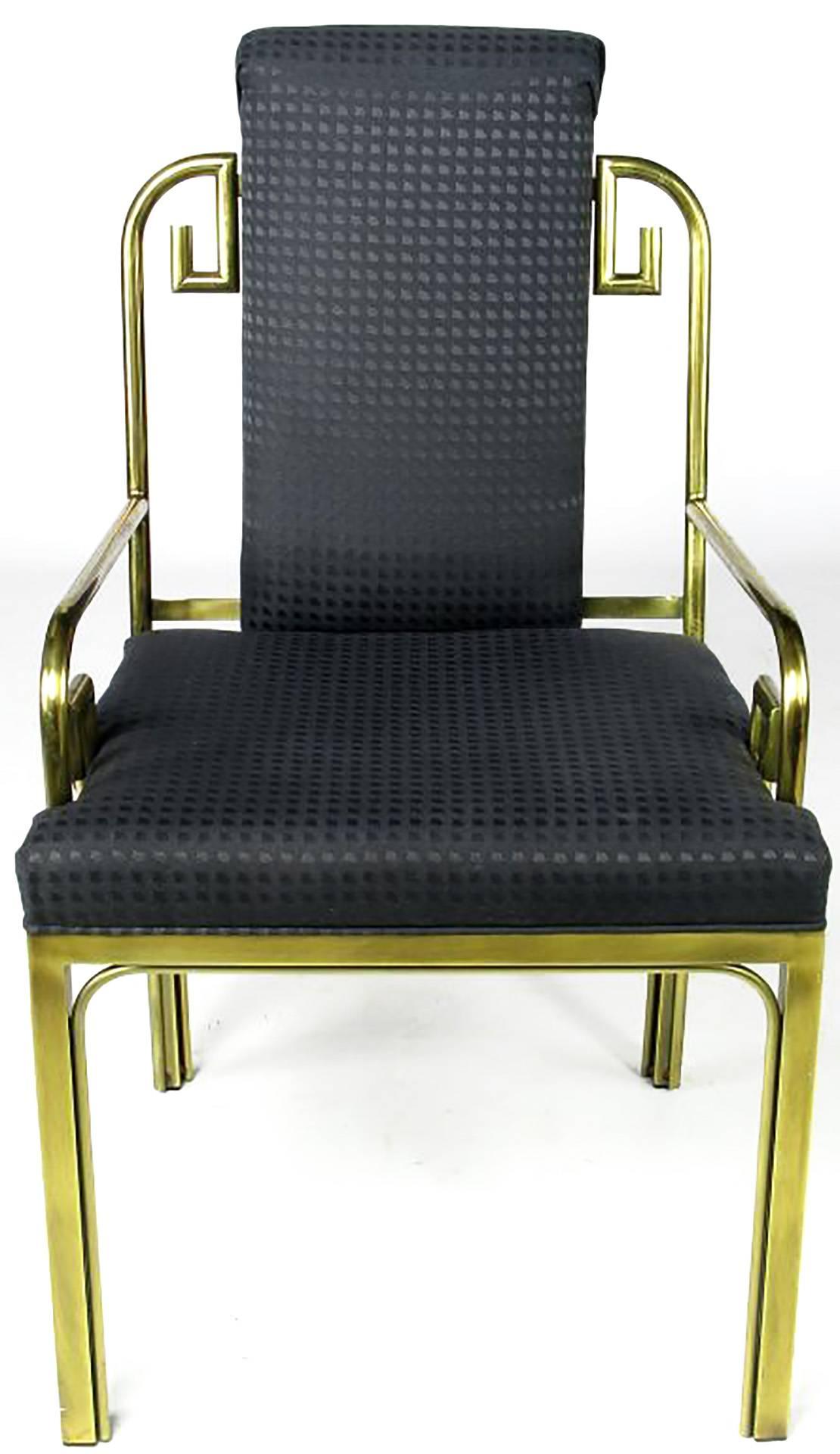 American Set of Six Mastercraft Greek Key Design Brass Dining Chairs