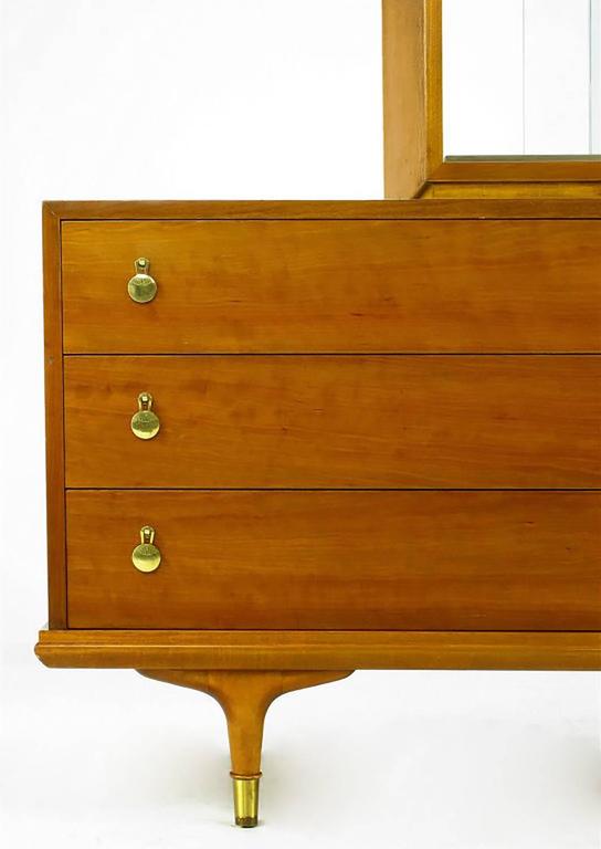 Brass Renzo Rutili Walnut Double-Sided Cabinet for Johnson Furniture For Sale