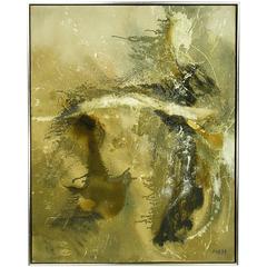 Large Earth Tone Oil Impasto Relief Abstract Painting by Hardy