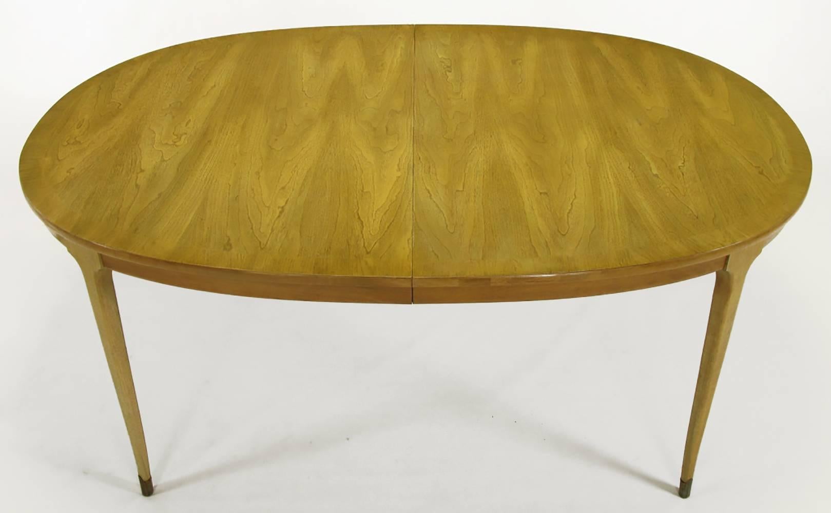 Mid-Century Modern Bleached and Figured Walnut Oval Dining Table