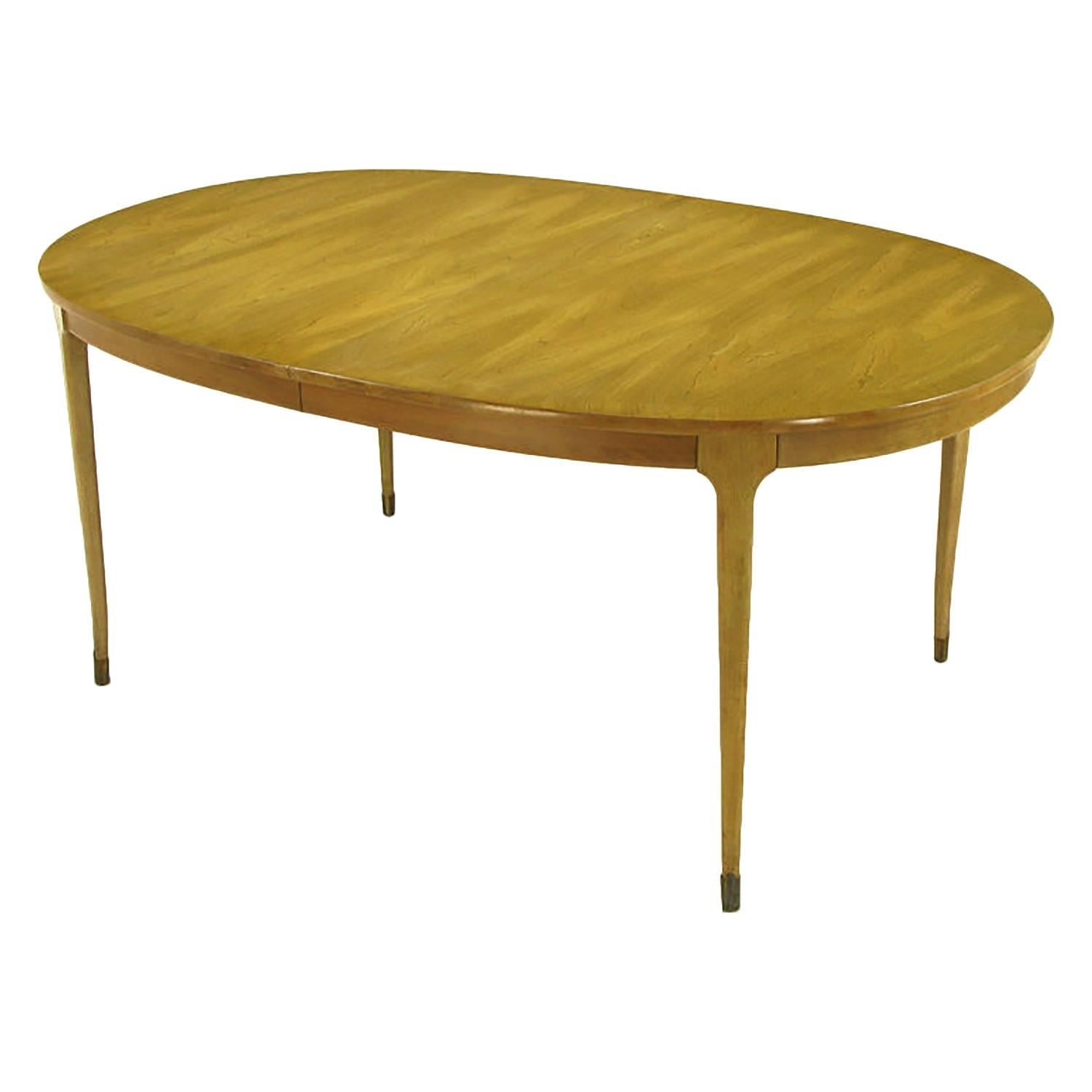 American Bleached and Figured Walnut Oval Dining Table