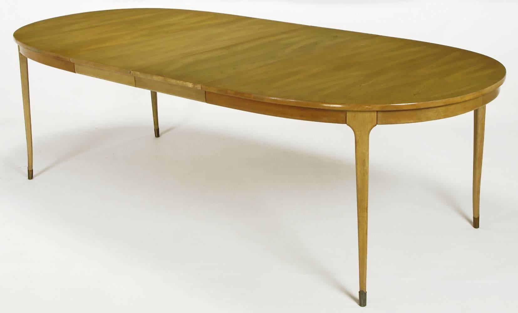 Mid-20th Century Bleached and Figured Walnut Oval Dining Table