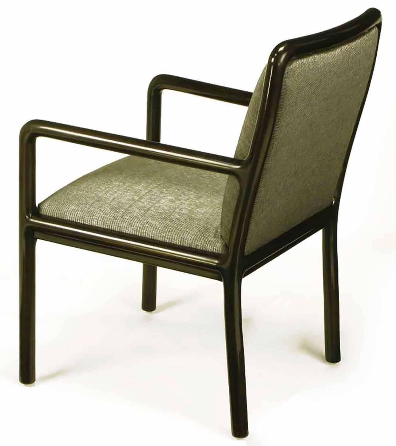 Four Martin Brattrud Ebonized and Upholstered Armchairs In Good Condition For Sale In Chicago, IL