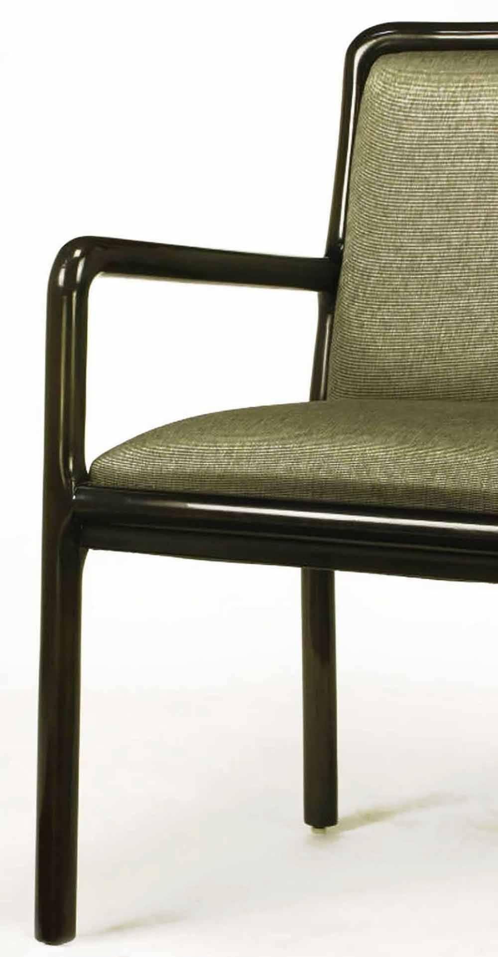 Wood Four Martin Brattrud Ebonized and Upholstered Armchairs For Sale