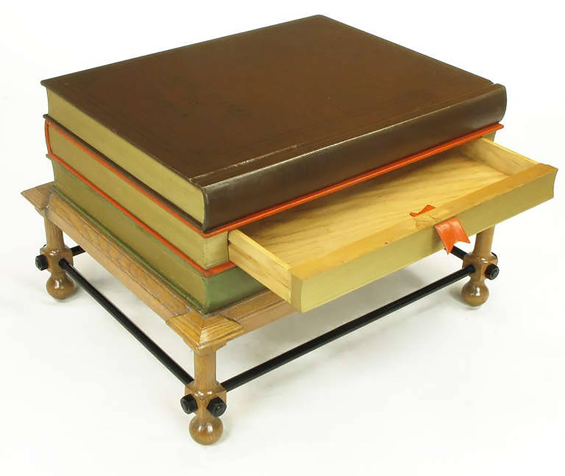 Pair of Rare John Dickinson Stacked Books End Tables For Sale 1
