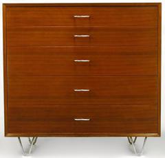 Five-Drawer Ribbon Mahogany Tall Dresser by George Nelson for Herman Miller