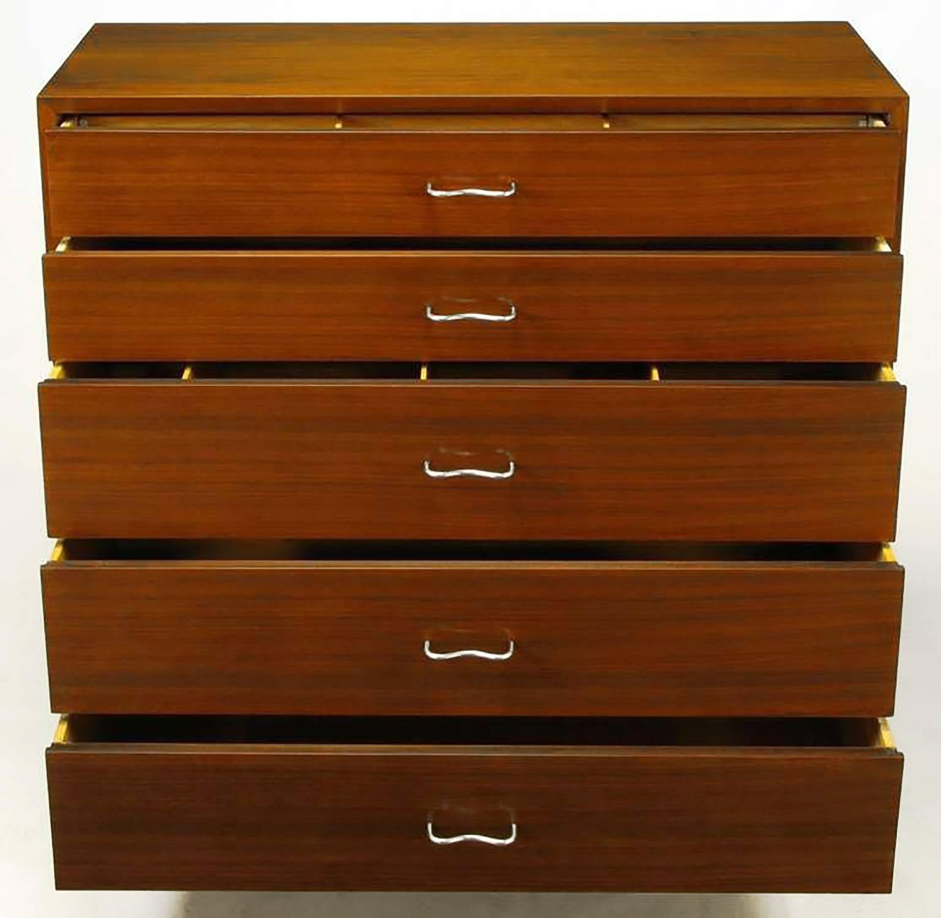 American Five-Drawer Ribbon Mahogany Tall Dresser by George Nelson for Herman Miller For Sale