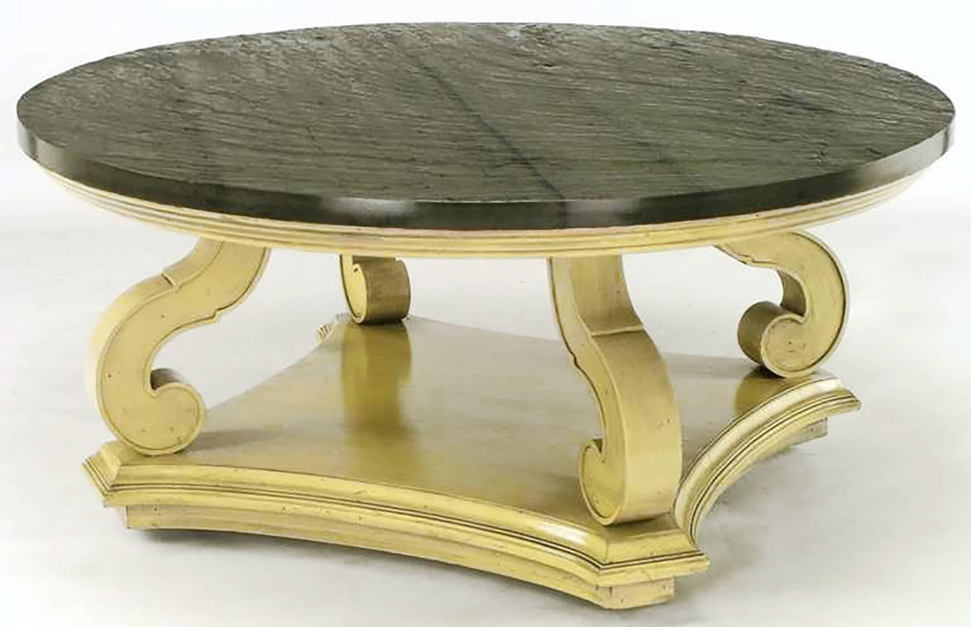 Mid-Century Modern Dorothy Draper Espana Collection Ivory and Slate Coffee Table For Sale