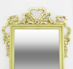 Brass Wall Mirror with Solid Brass Ribbon Swag