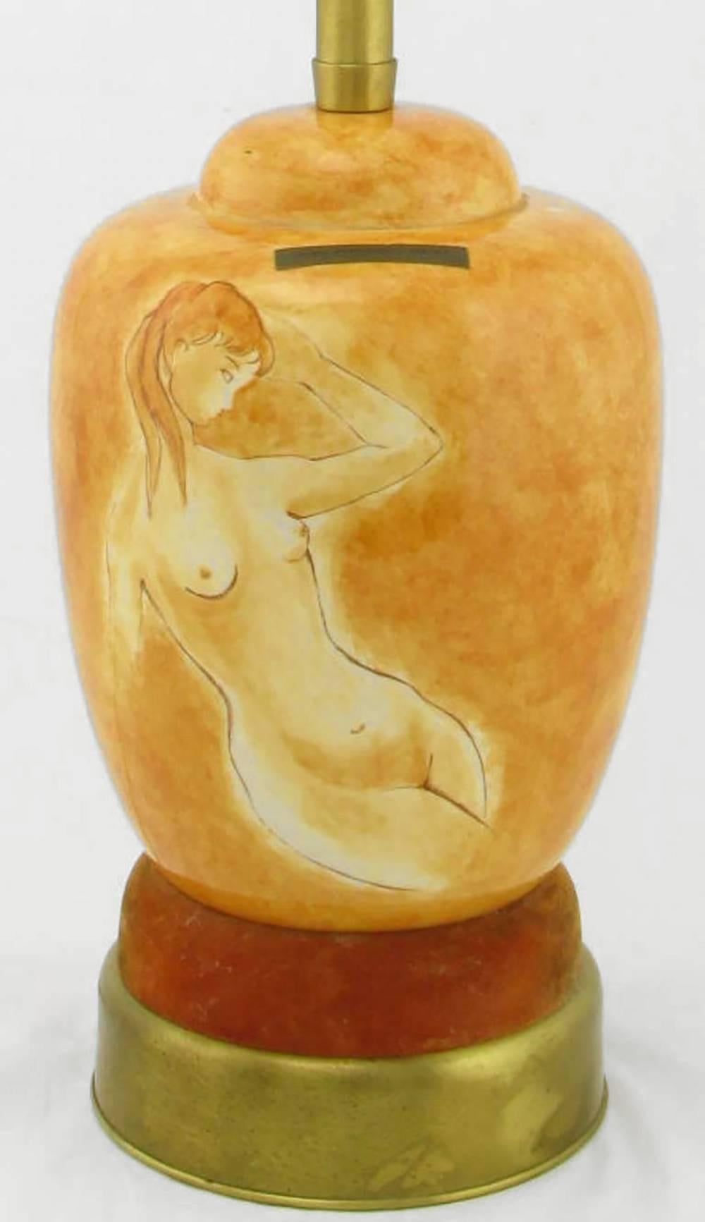 Pair of Sèvres Porcelain Hand-Painted Female Nude Table Lamps In Good Condition For Sale In Chicago, IL