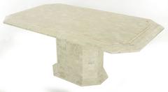 Robert Marcius Tessellated Fossil Stone and Rouge Marble Pedestal Dining Table