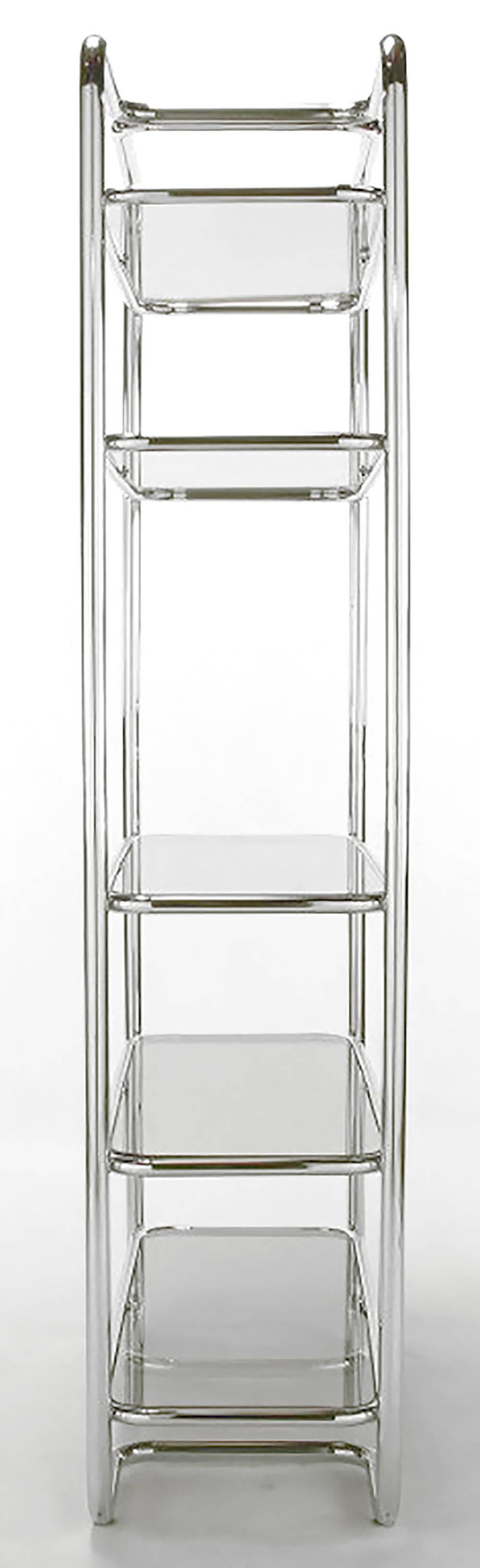 chrome etagere glass shelves