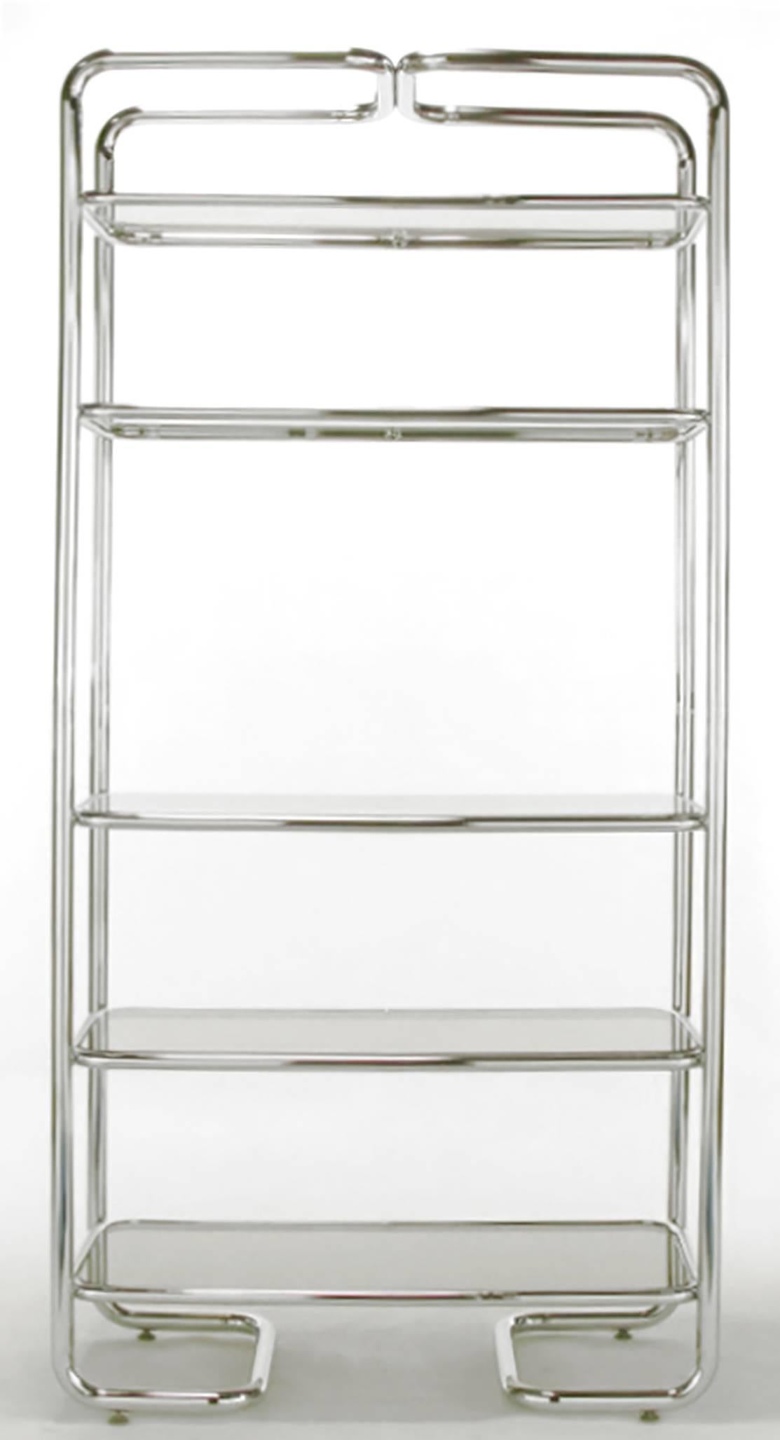 glass and chrome etagere