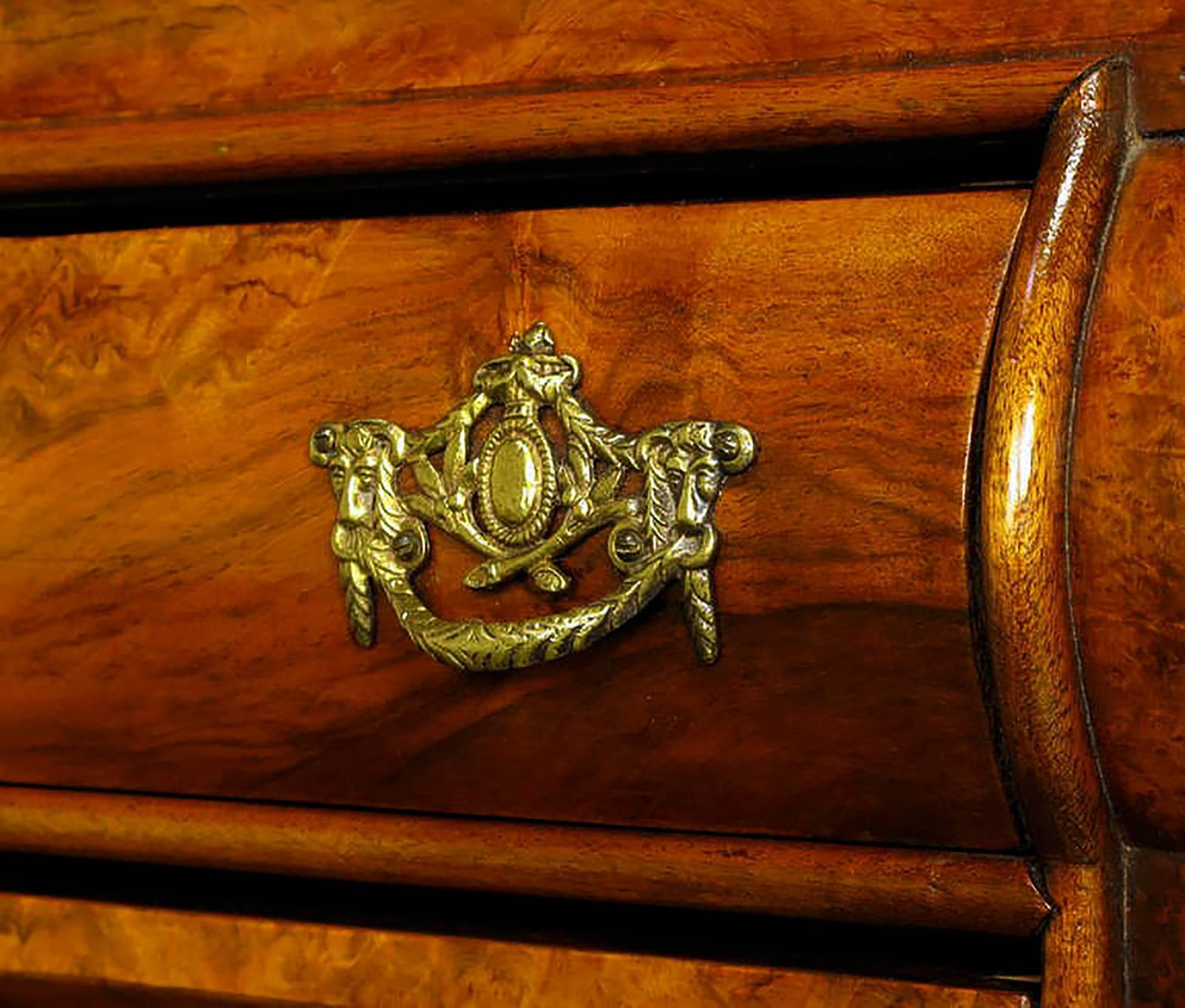 Dutch Rococo Style Bombe Burled Walnut Secretaire For Sale 3