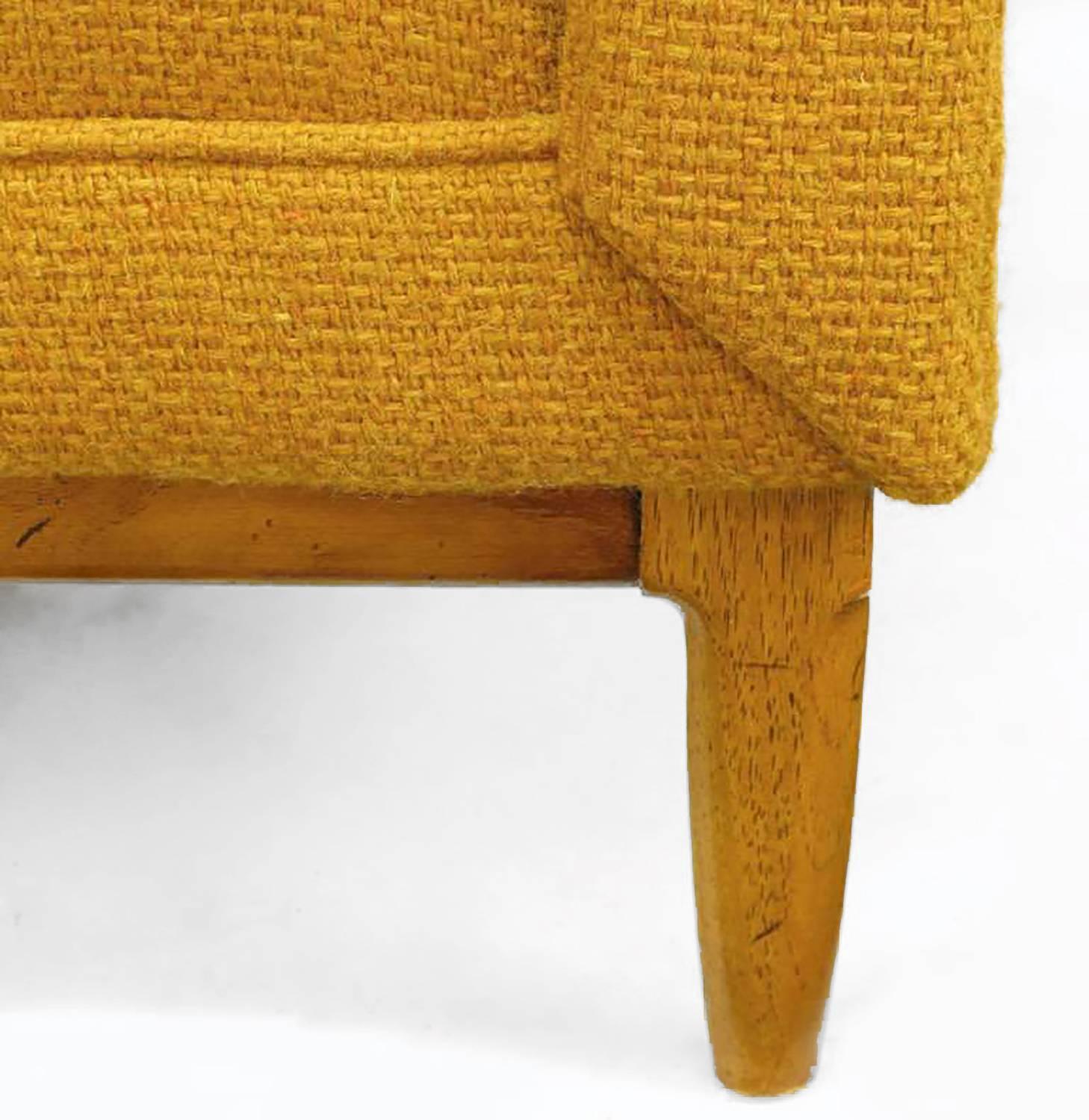 Rolled Arm Lounge Chair & Ottoman in Amber Wool For Sale 2