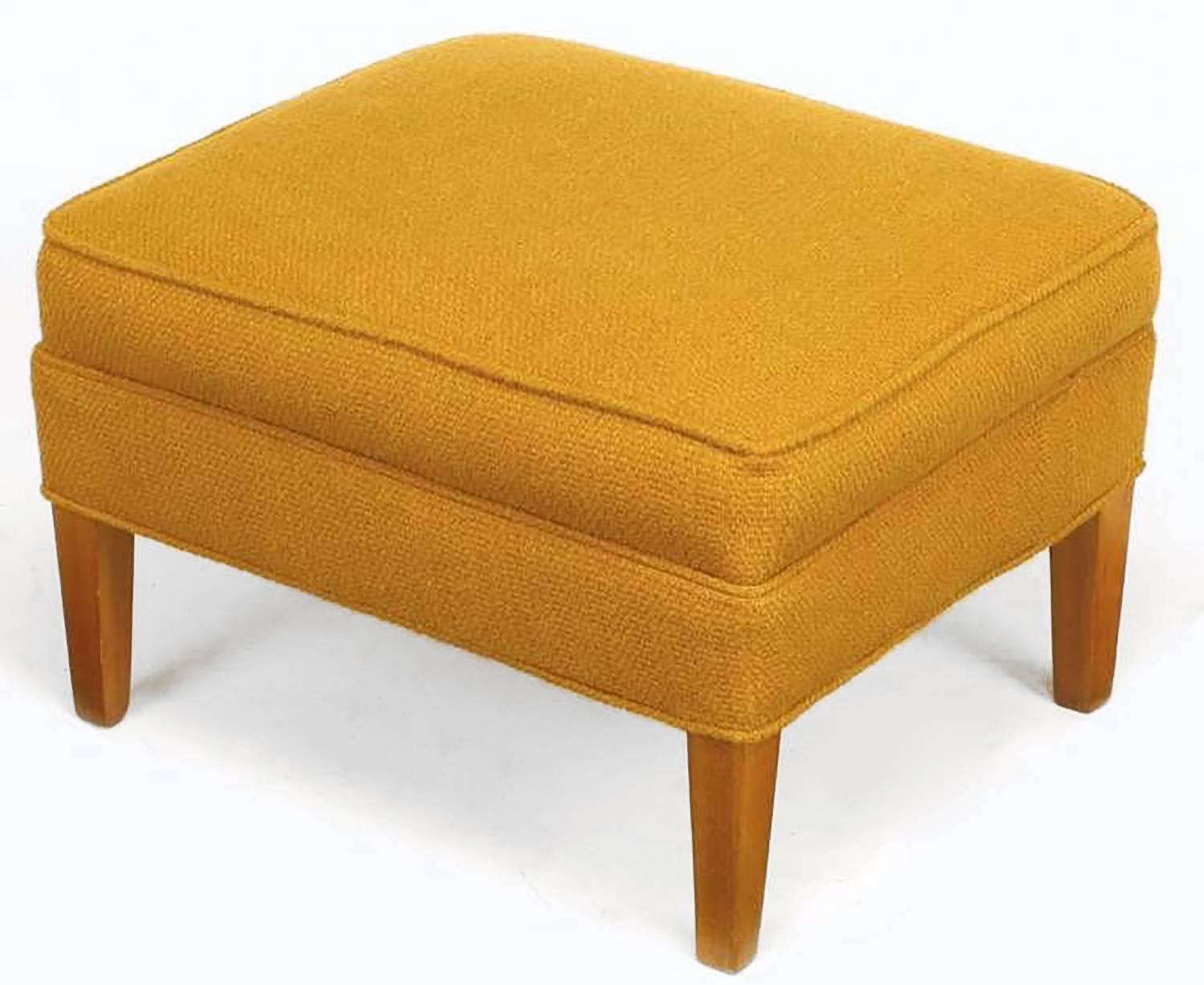 Rolled Arm Lounge Chair & Ottoman in Amber Wool For Sale 3