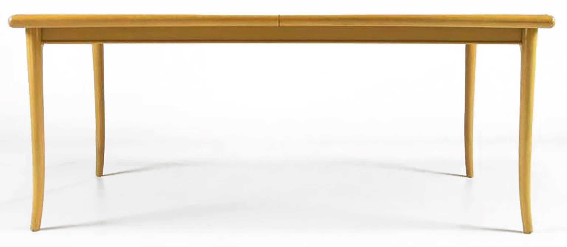 Mid-Century Modern T.H. Robsjohn-Gibbings Bleached and Glazed Mahogany Saber Leg Dining Table For Sale
