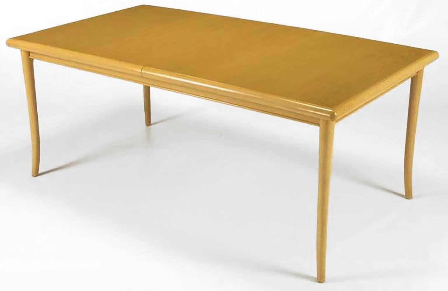 Américain T.H. Table de salle à manger Robsjohn-Gibbings à pieds sabres en acajou blanchi et émaillé en vente
