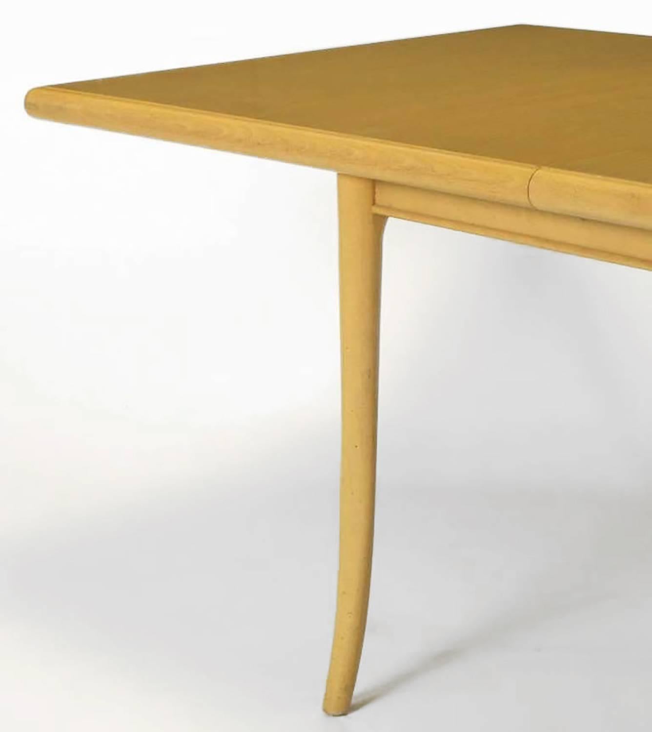 Mid-20th Century T.H. Robsjohn-Gibbings Bleached and Glazed Mahogany Saber Leg Dining Table For Sale