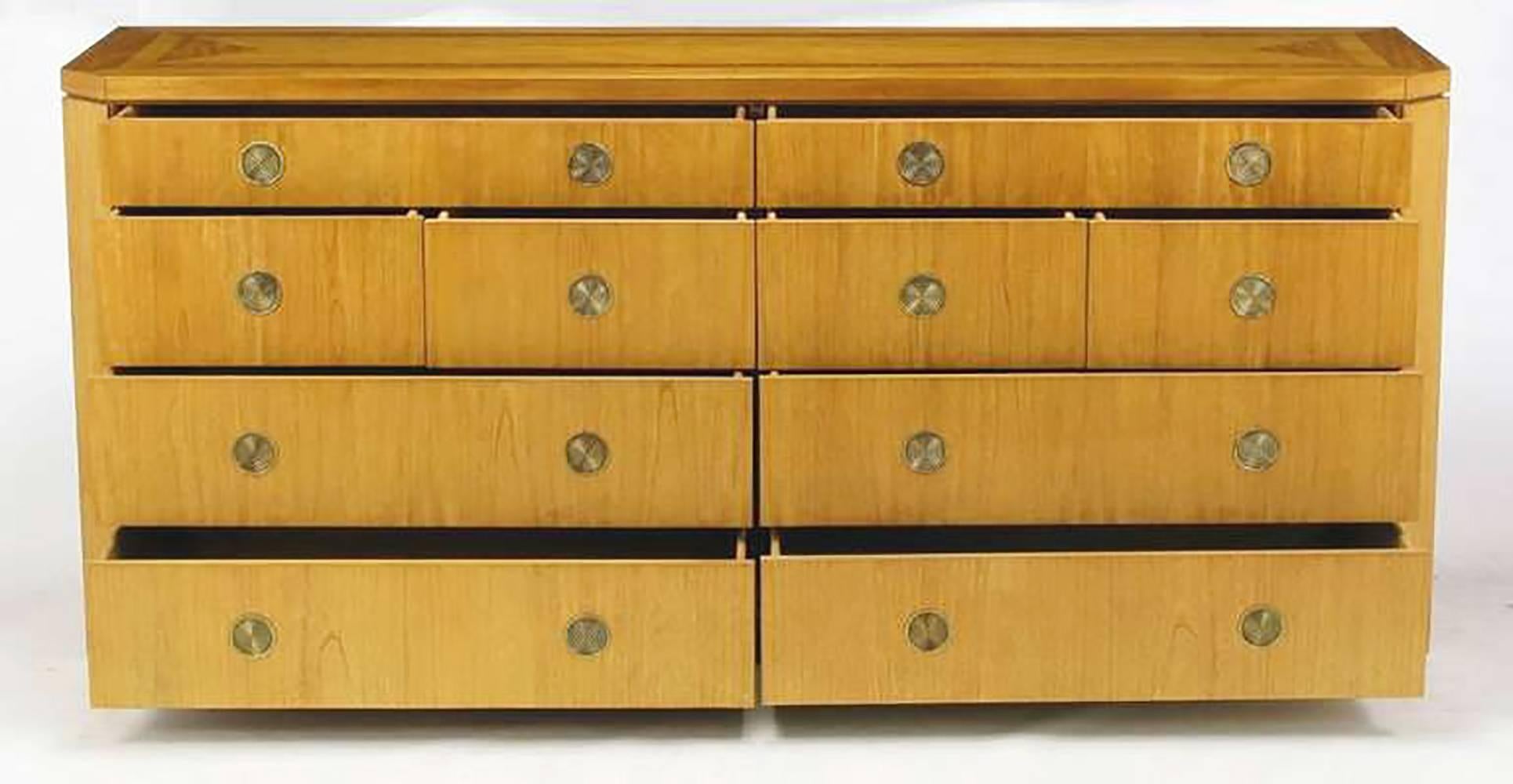 Late 20th Century Charles Pfister for Baker Primavera Parquetry Inlaid Ten-Drawer Dresser