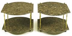 Pair of Italian Marble and Brass End Tables