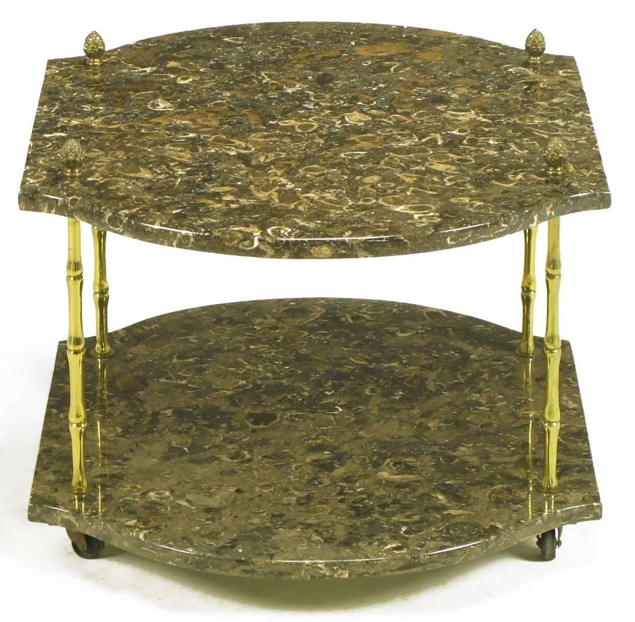 Pair of Italian Marble and Brass End Tables In Excellent Condition For Sale In Chicago, IL