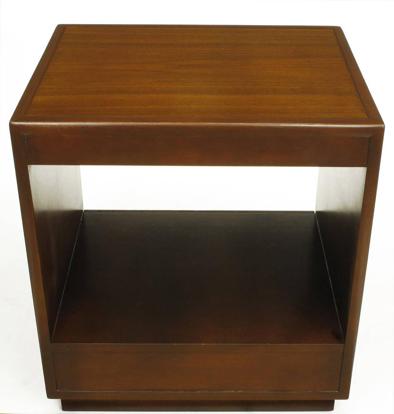 Mid-20th Century Bert England for Widdicomb Mahogany and Laurel Wood Open-Base Nightstands