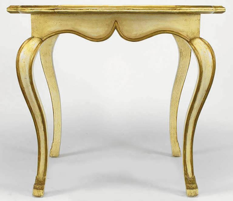 Pair of Minton-Spidell Parcel Gilt and Glazed Ivory Cabriole Leg End