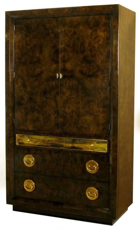 Mastercraft Burl And Acid Etched Br Wardrobe Cabinet For At Mastercraft Burl Amboyna Wood Tall Wardrobe Cabinet Three Drawers In The Base With Top Drawer