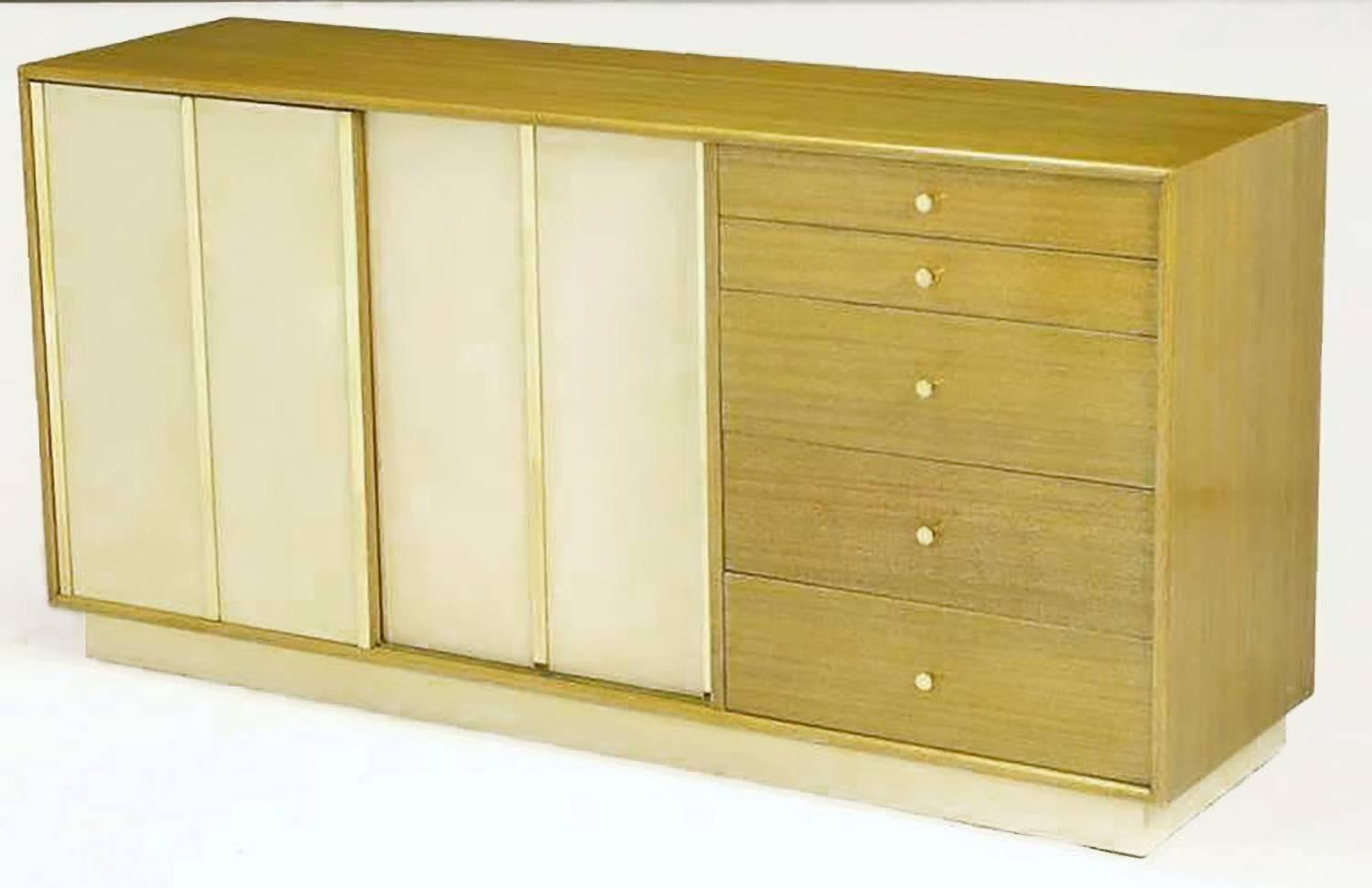 Mid-20th Century Harvey Probber Bleached Mahogany and Ivory Leather Dresser