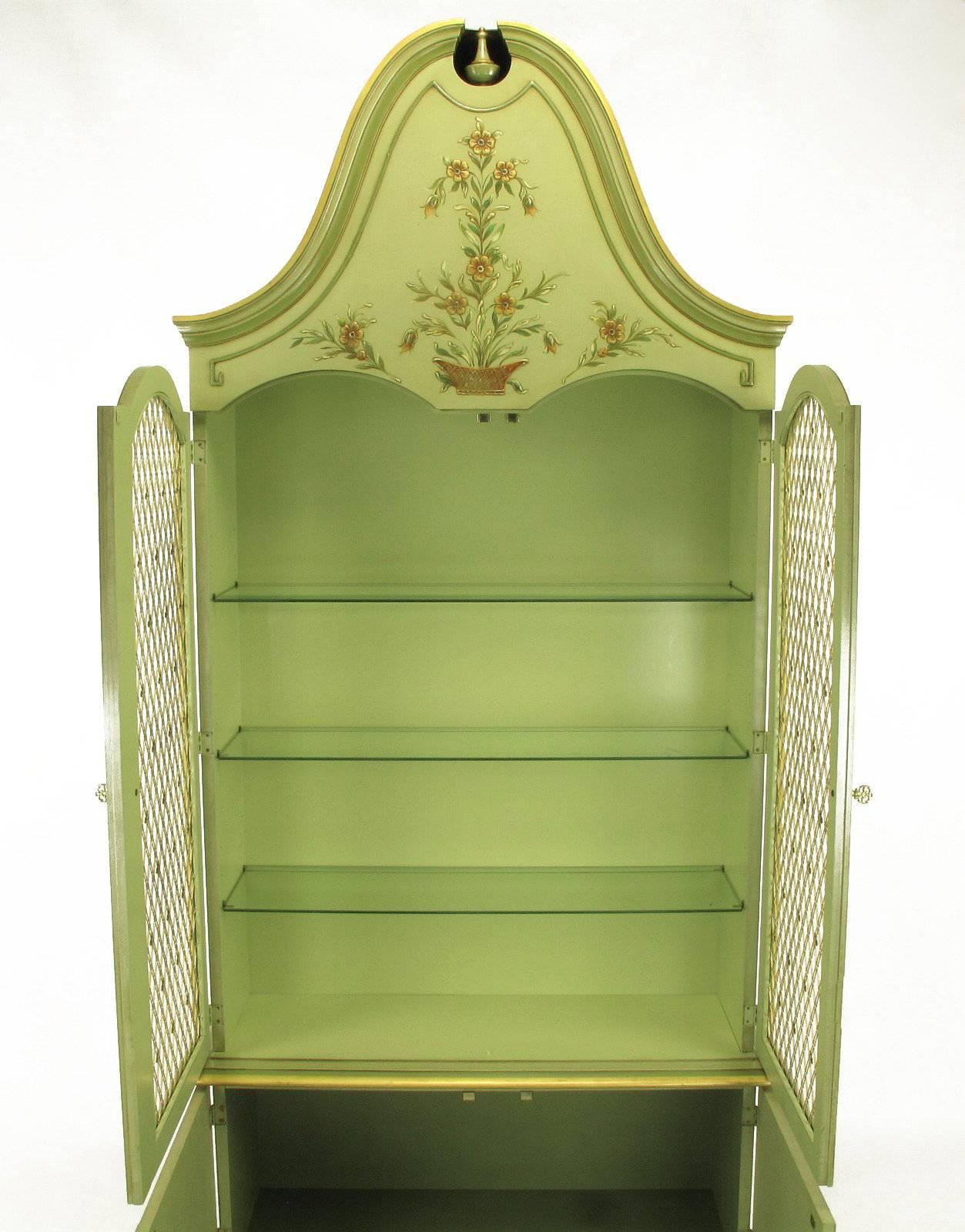 Pair of John Widdicomb Green Regency Style Display Cabinets 2
