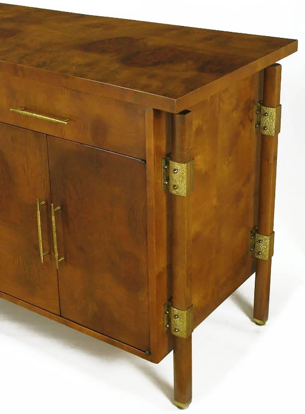Mid-20th Century Rare Harold M. Schwartz for Romweber Burled Sideboard with Floating Cabinet For Sale