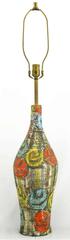 Raymor Italian Hand Glazed Colorful Abstract Ceramic Table Lamp