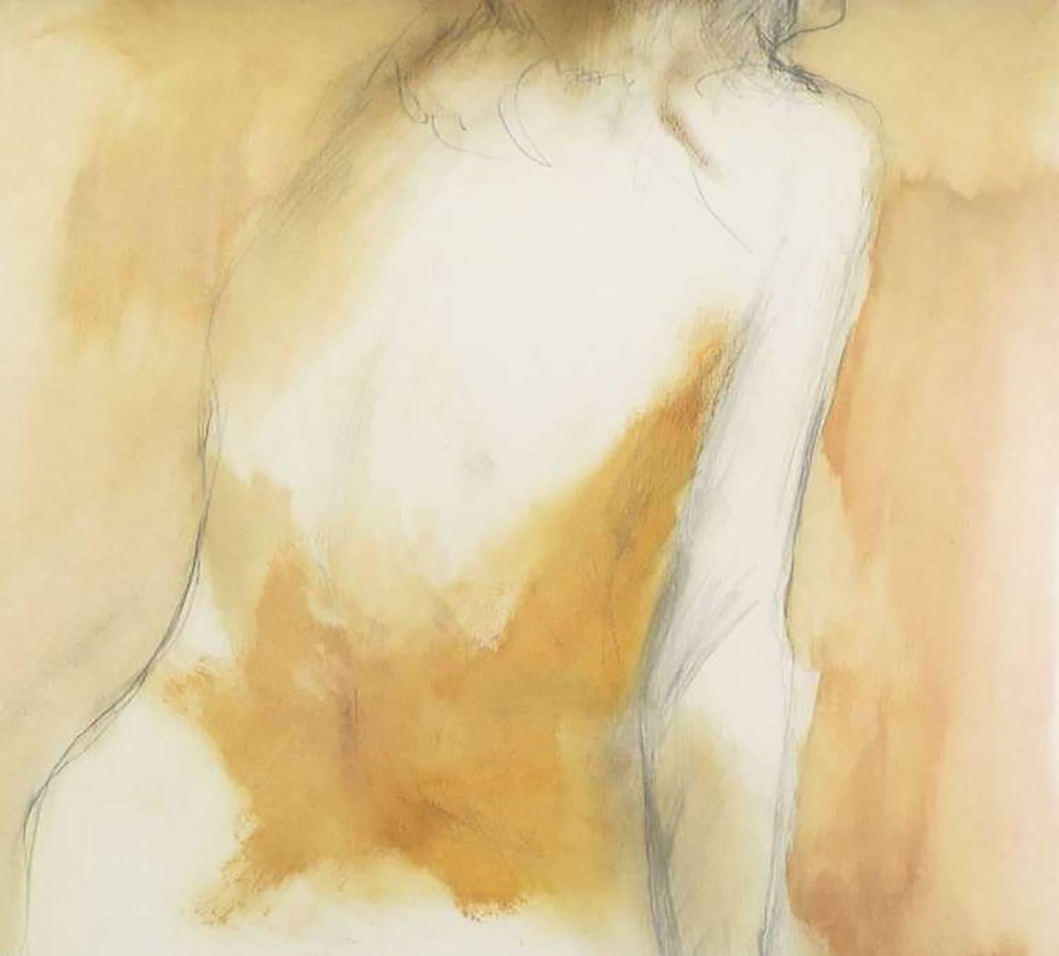 American Ed Rosen Abstract Nude Oil and Pencil on Paper For Sale