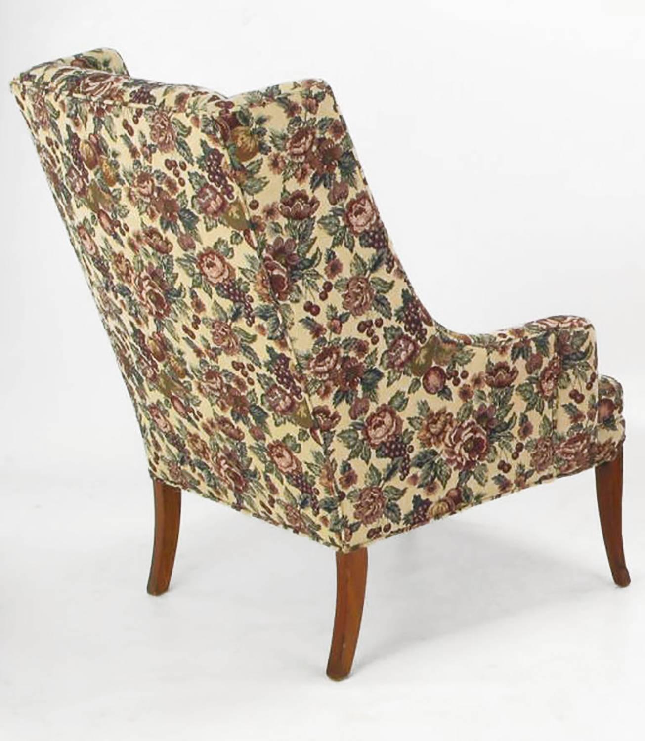 Pair of Low-Arm Wing Chairs in Grosfeld House Manner In Excellent Condition In Chicago, IL