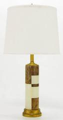Marble and Onyx Sectioned Cylinder Table Lamp after Hansen
