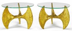 Pair of Custom Cast and Gilt Resin Propeller Tables after Knut Hesterburg