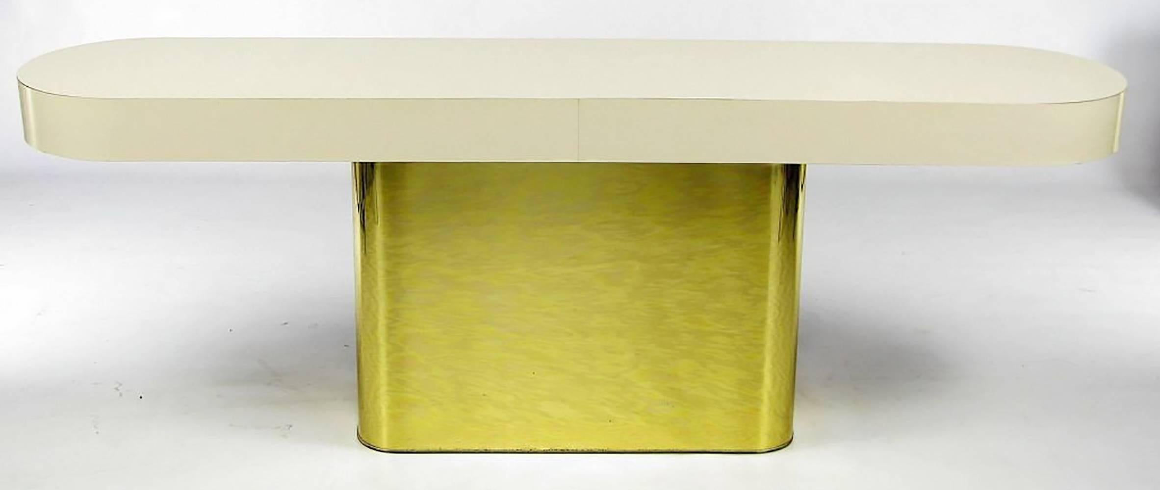 Mid-Century Modern Milo Baughman Brass and Micarta Console Table with Matching Benches